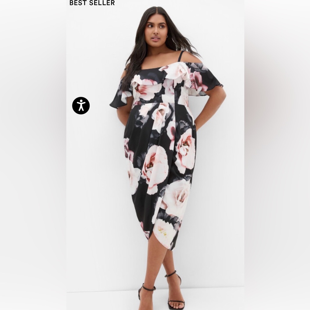 City Chic Floral Off-Shoulder Cocktail Dress